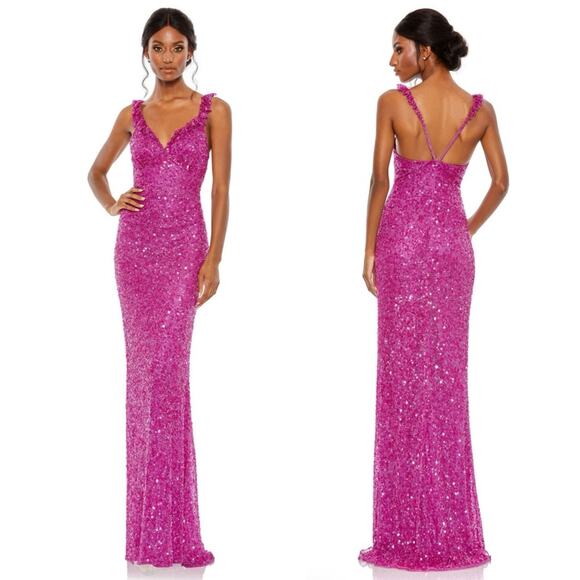 Mac Duggal Dresses & Skirts - Mac Duggal 5674 Ruffle V-Neck Sequin Dress NWT Size 10
